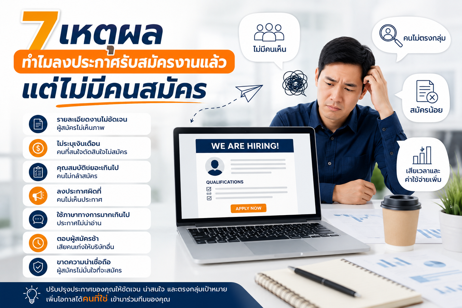 บริษัทประกาศรับสมัครงาน แต่ทำไม "ไม่มีคนสมัคร"? 7 สาเหตุที่นายจ้างอาจมองข้าม
